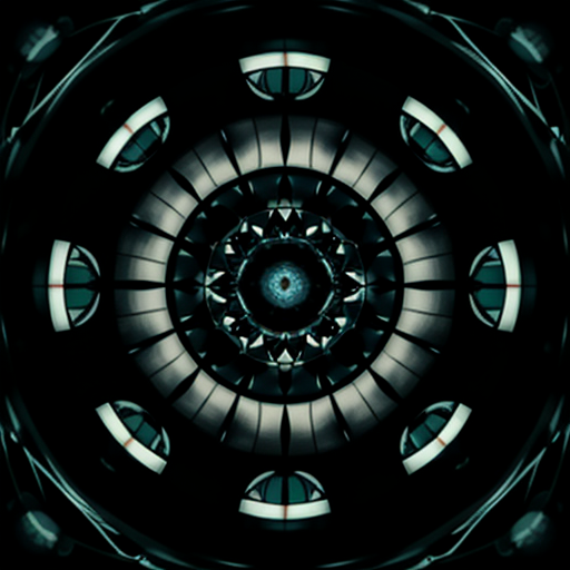 A solitary, stylized eye composed of intricate geometric patterns, reflecting a vast, abstract landscape of numerical data.